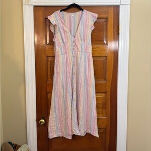 Marine Layer hemp Button-Down Midi Dress with 2 deep pockets